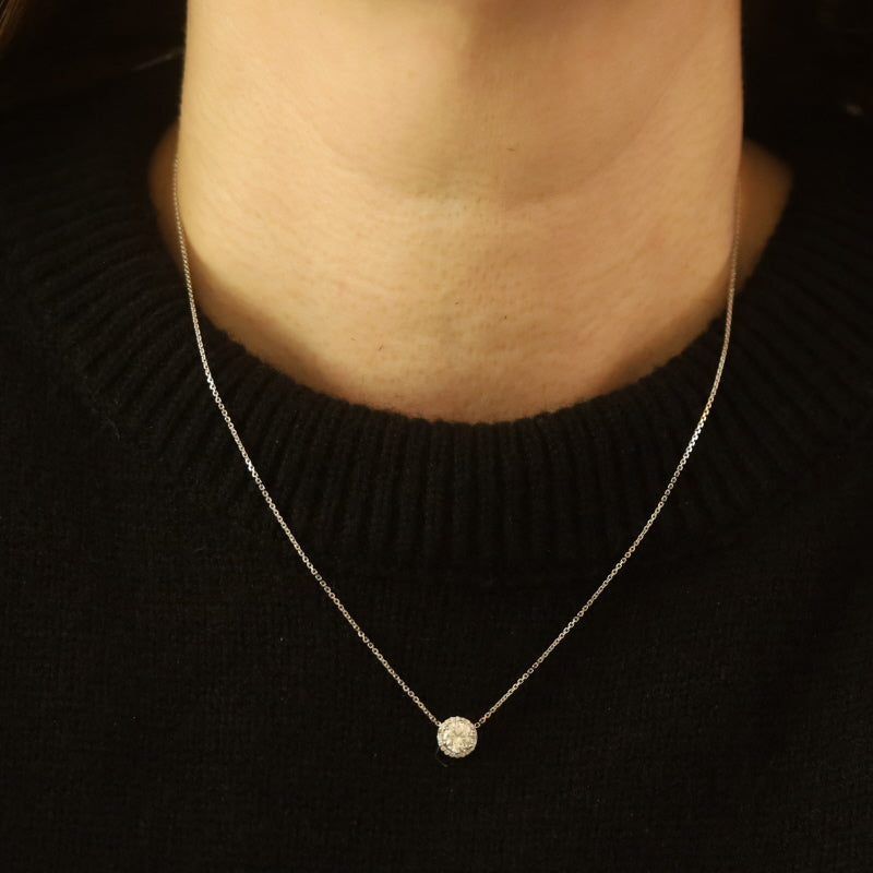 .83ct Diamond and Diamond Diamond Cut Cable Chain Pendant Necklace White Gold