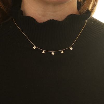 .38ctw Diamond Drop Station Necklace Yellow Gold