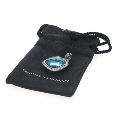David Yurman Albion Enhancer Pendant .28ctw Blue Topaz and Diamond Pendant Sterling Silver