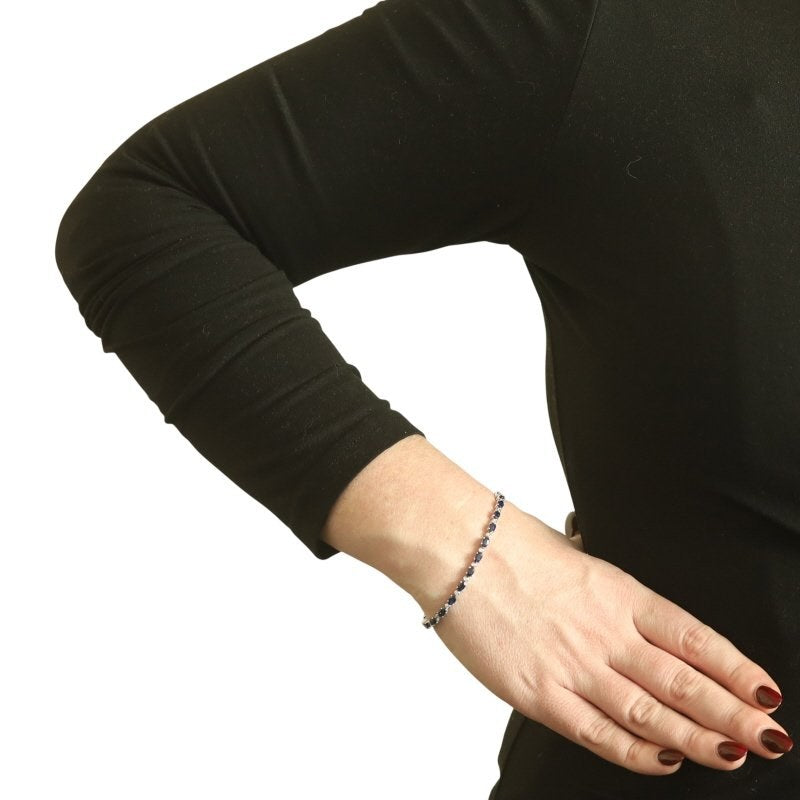 8.85ctw Sapphire and Diamond Women's Bracelet White Gold