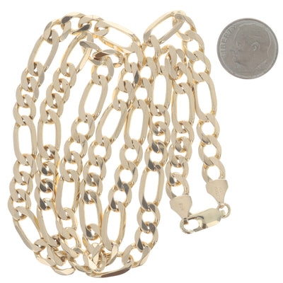 Men's Figaro Chain Necklace Yellow Gold