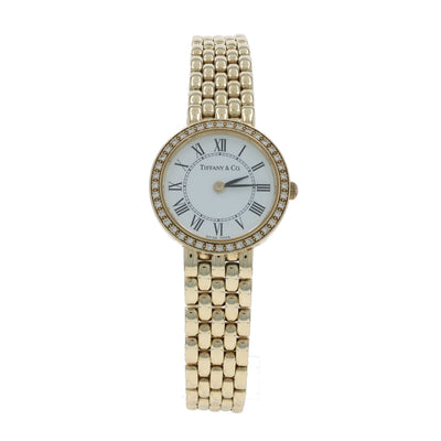 Tiffany & Co. Classic Round .40 Diamond Ladies Watch Yellow Gold Quartz
