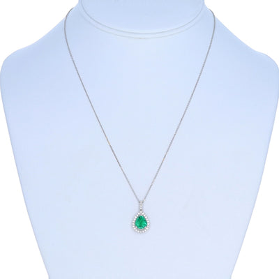 1.61ctw Emerald and Diamond Pendant Necklace White Gold