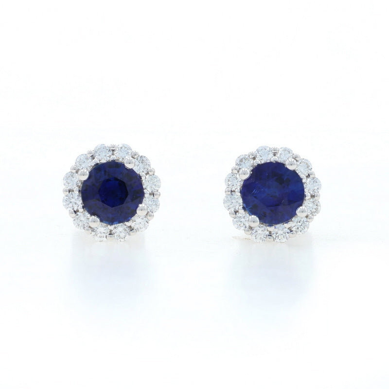 1.54ctw Sapphire and Diamond Earrings White Gold