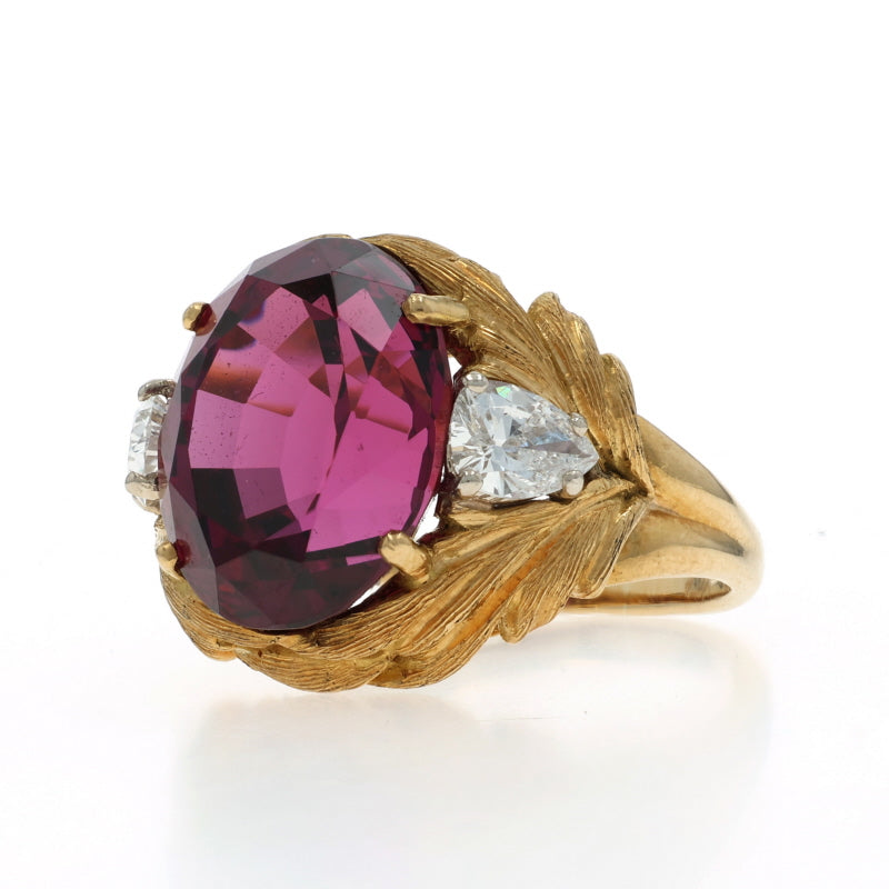 15.14ctw Rhodolite Garnet and Diamond Ring Yellow Gold