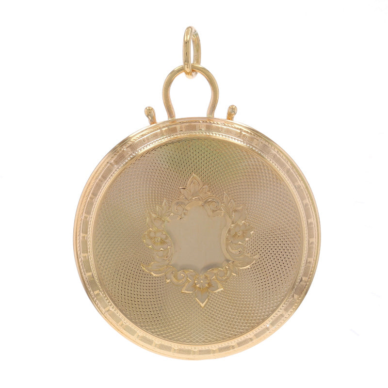 Converted Pocket Watch Case Pendant Yellow Gold