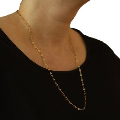 Paperclip Chain Necklace Yellow Gold