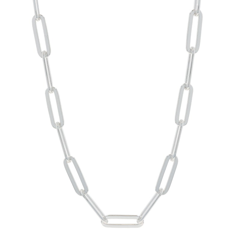 Women's Paperclip Chain Necklace Sterling Silver
