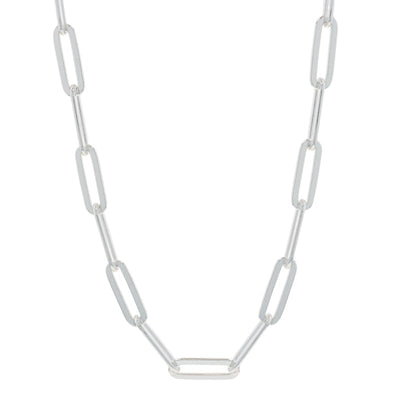 Women's Paperclip Chain Necklace Sterling Silver