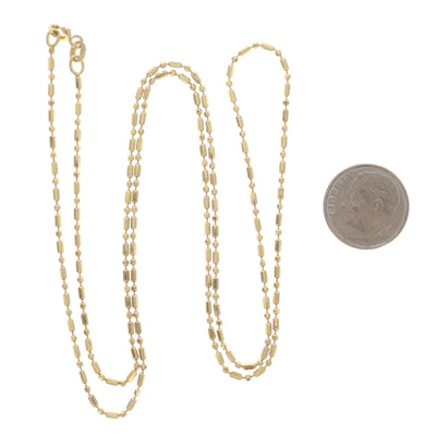 Diamond Cut Fancy Bead Chain Necklace Yellow Gold