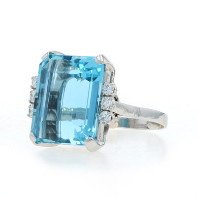 14.32ctw Aquamarine and Diamond Women's Ring Platinum