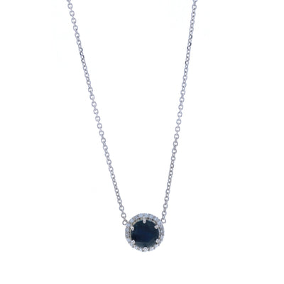 1.31ctw Sapphire and Diamond Pendant Necklace White Gold