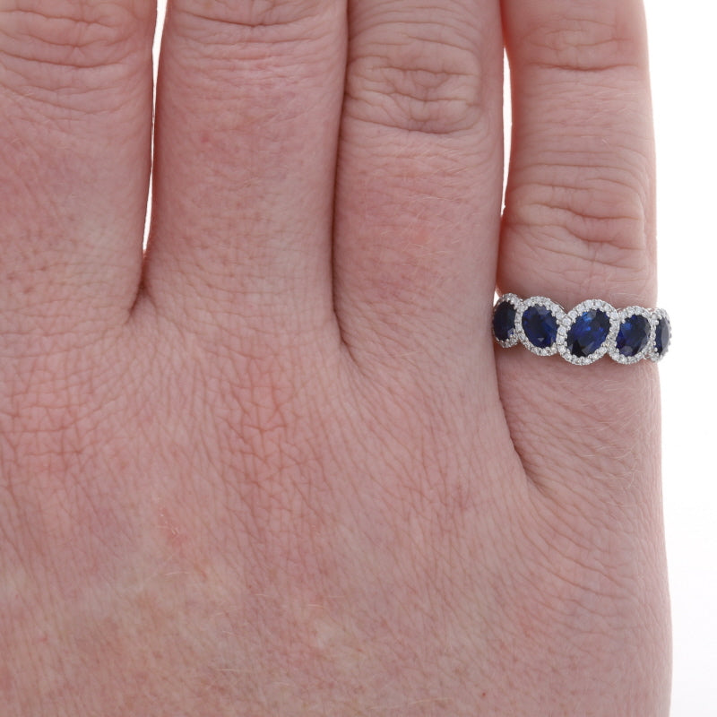 2.12ctw Sapphire and Diamond Band White Gold