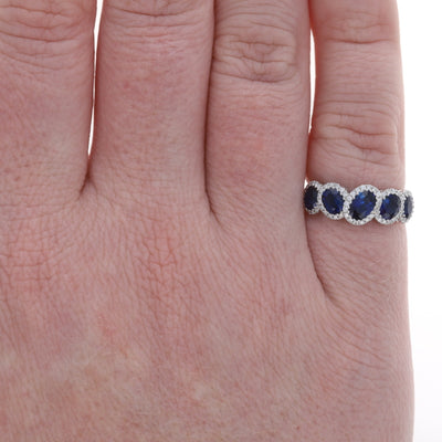 2.12ctw Sapphire and Diamond Band White Gold