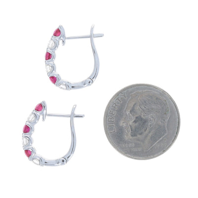 1.05ctw Ruby and Diamond Earrings White Gold