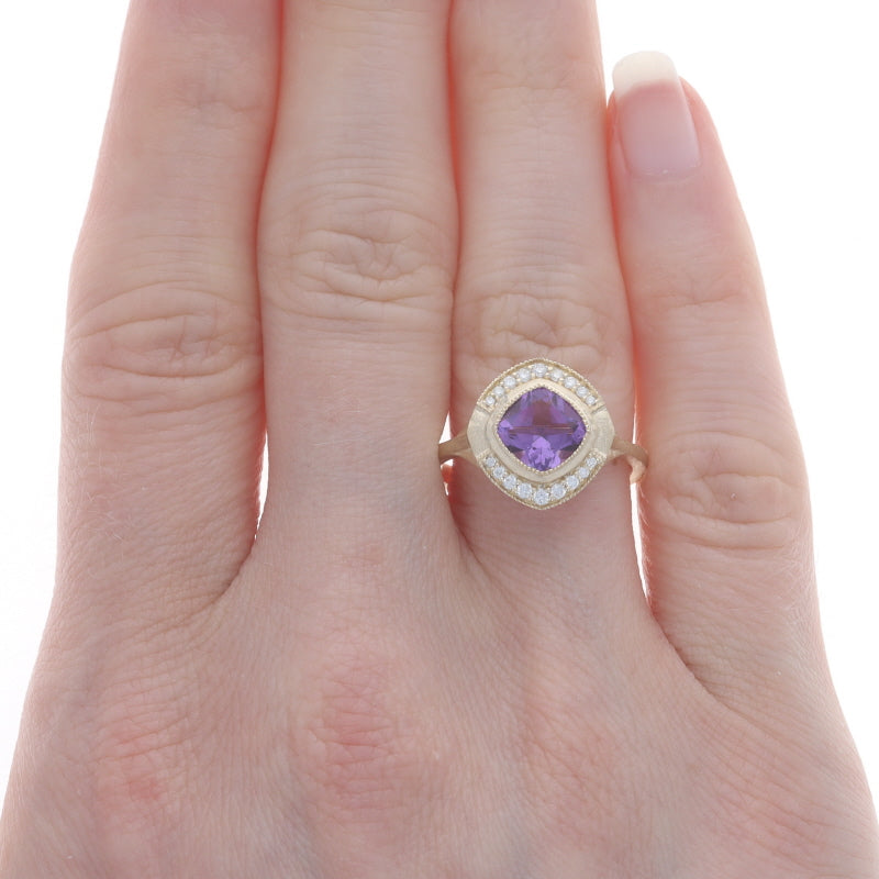 1.76ctw Amethyst and Diamond Ring Yellow Gold