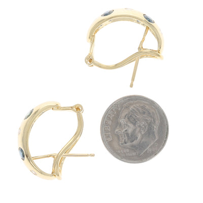 2.60ctw Sapphire and Diamond Earrings Yellow Gold