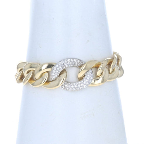 2.68ctw Diamond Graduated Curb Bracelet Yellow Gold