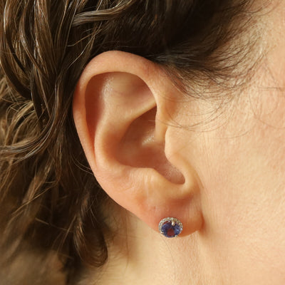 1.98ctw Tanzanite and Diamond Earrings White Gold