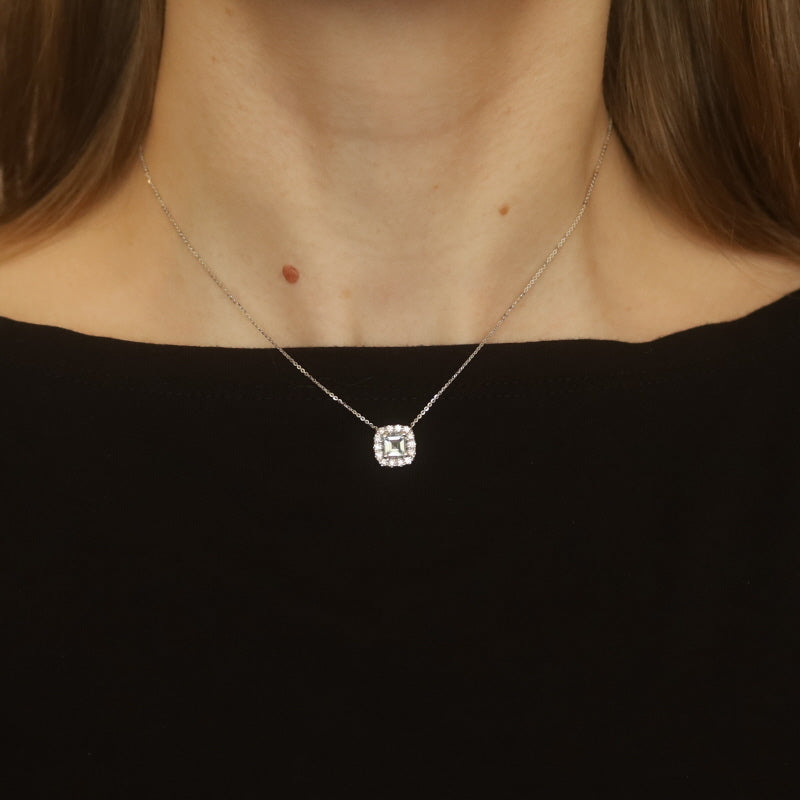 .78ctw Aquamarine and Diamond Pendant Necklace White Gold