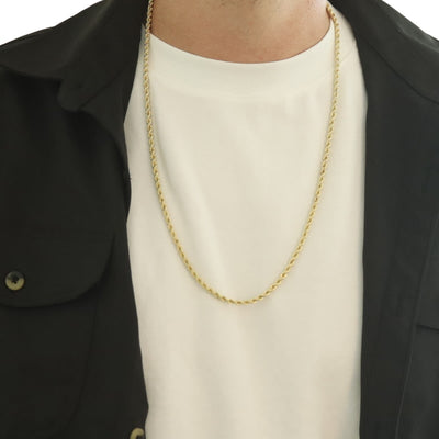 Unisex Rope Chain Necklace Yellow Gold