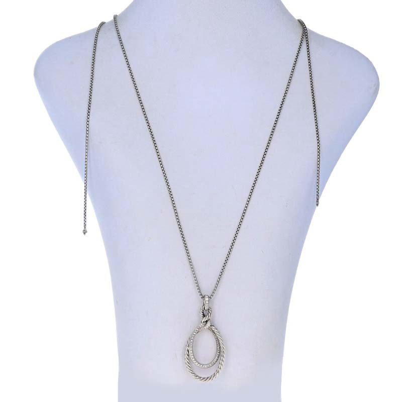 David Yurman Continuance .47ctw Diamond Pendant Necklace Sterling Silver