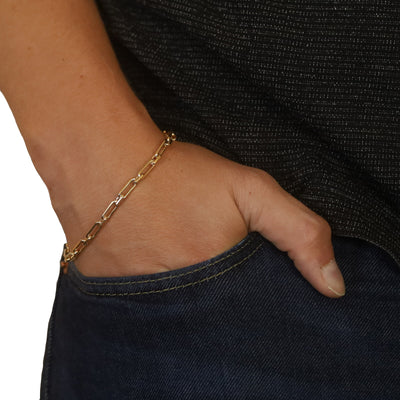 Men's Paperclip Bracelet Yellow Gold