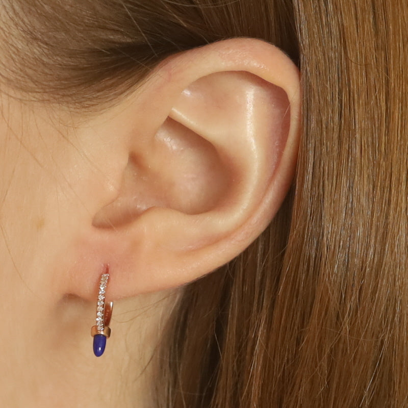 .12ctw Lapis Lazuli and Diamond Earrings Rose Gold