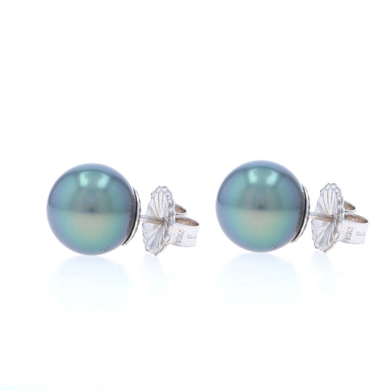 Cultured Tahitian Pearl Earrings White Gold