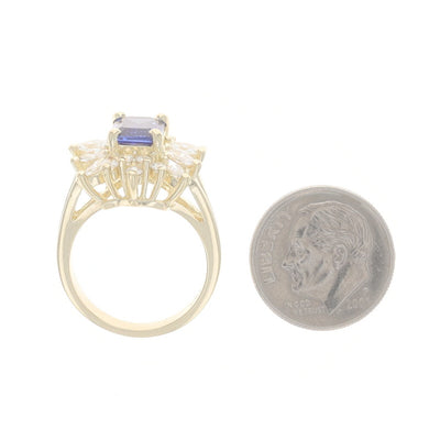 3.09ctw Tanzanite and Diamond Ring Yellow Gold