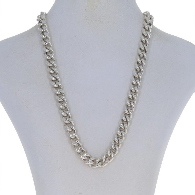 Unisex Curb Chain Necklace Sterling Silver