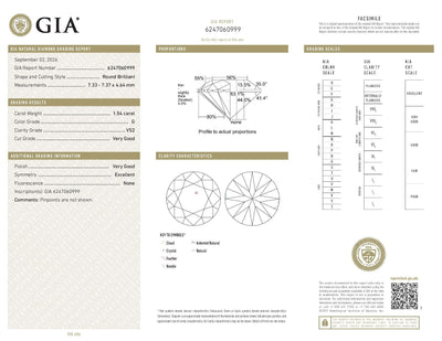 1.54ct Loose Diamond Round Brilliant Diamond GIA