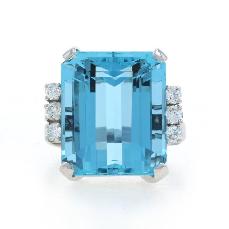 14.32ctw Aquamarine and Diamond Women's Ring Platinum