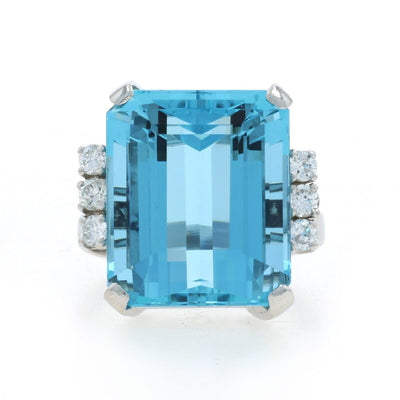 14.32ctw Aquamarine and Diamond Women's Ring Platinum