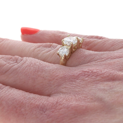 Three Stone 2.09ctw Diamond Women's Ring Yellow Gold