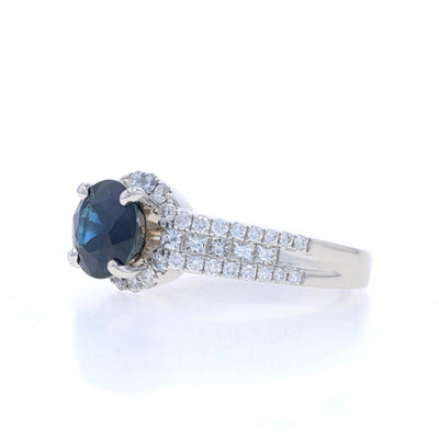 3.14ctw Sapphire and Diamond Ring White Gold