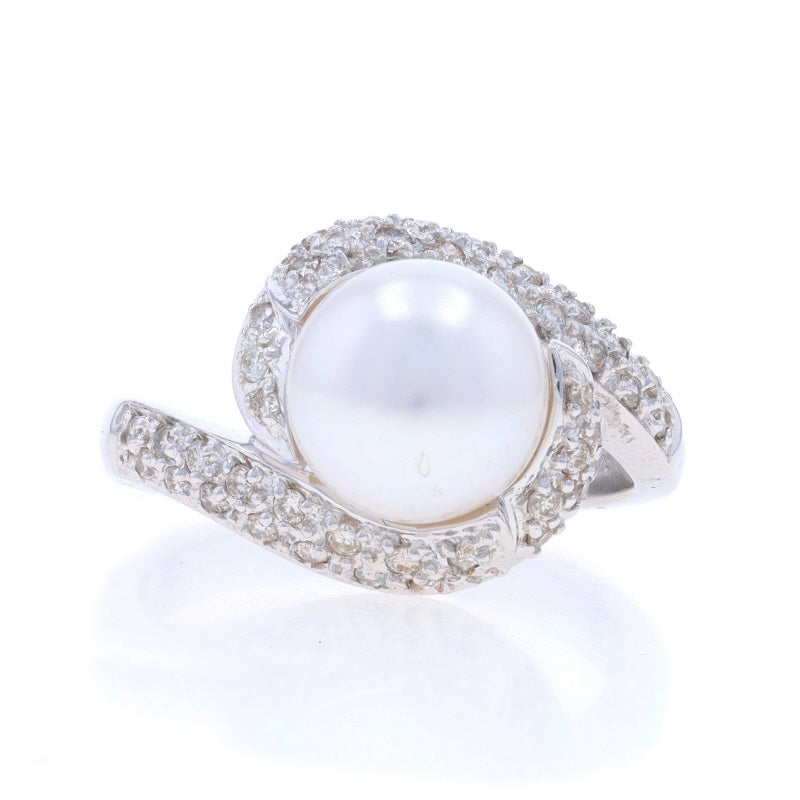 .40ctw Cultured Pearl and Diamond Ring White Gold