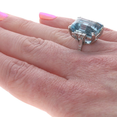 14.32ctw Aquamarine and Diamond Women's Ring Platinum