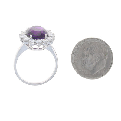 Amethyst and Diamond Women's Ring White Gold