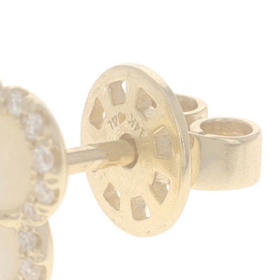 .22ctw Mother of Pearl and Diamond Earrings Yellow Gold