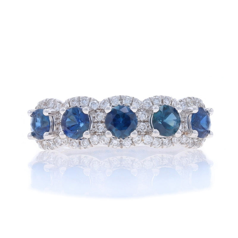 1.50ctw Sapphire and Diamond Band White Gold