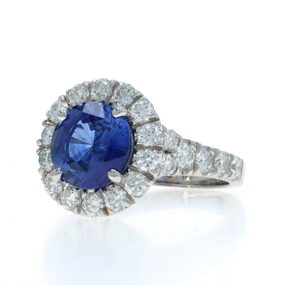 5.54ctw Sapphire and Diamond Ring White Gold