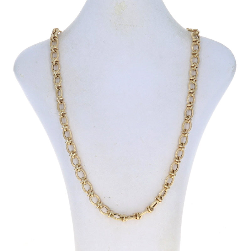 Fancy Link Chain Necklace Yellow Gold