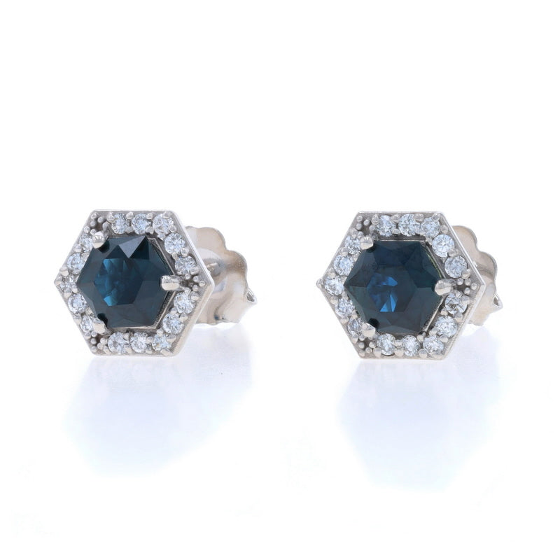1.62ctw Sapphire and Diamond Earrings White Gold