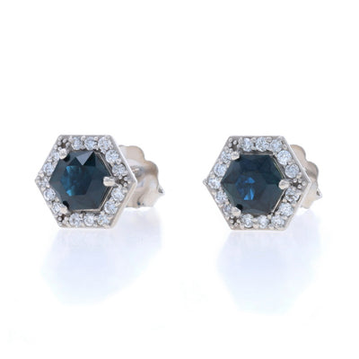 1.62ctw Sapphire and Diamond Earrings White Gold