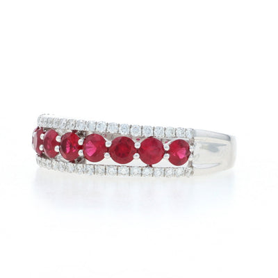 1.23ctw Ruby and Diamond Band Yellow Gold