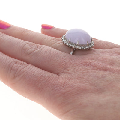 20.09ctw Jadeite and Diamond Ring White Gold