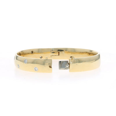 Flush Set Hinged Bangle .45ctw Diamond Women's Bracelet Yellow Gold