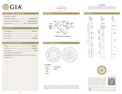 1.50ct Loose Diamond Round Brilliant Diamond GIA
