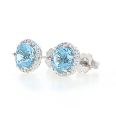 2.05ctw Aquamarine and Diamond Women's Earrings White Gold